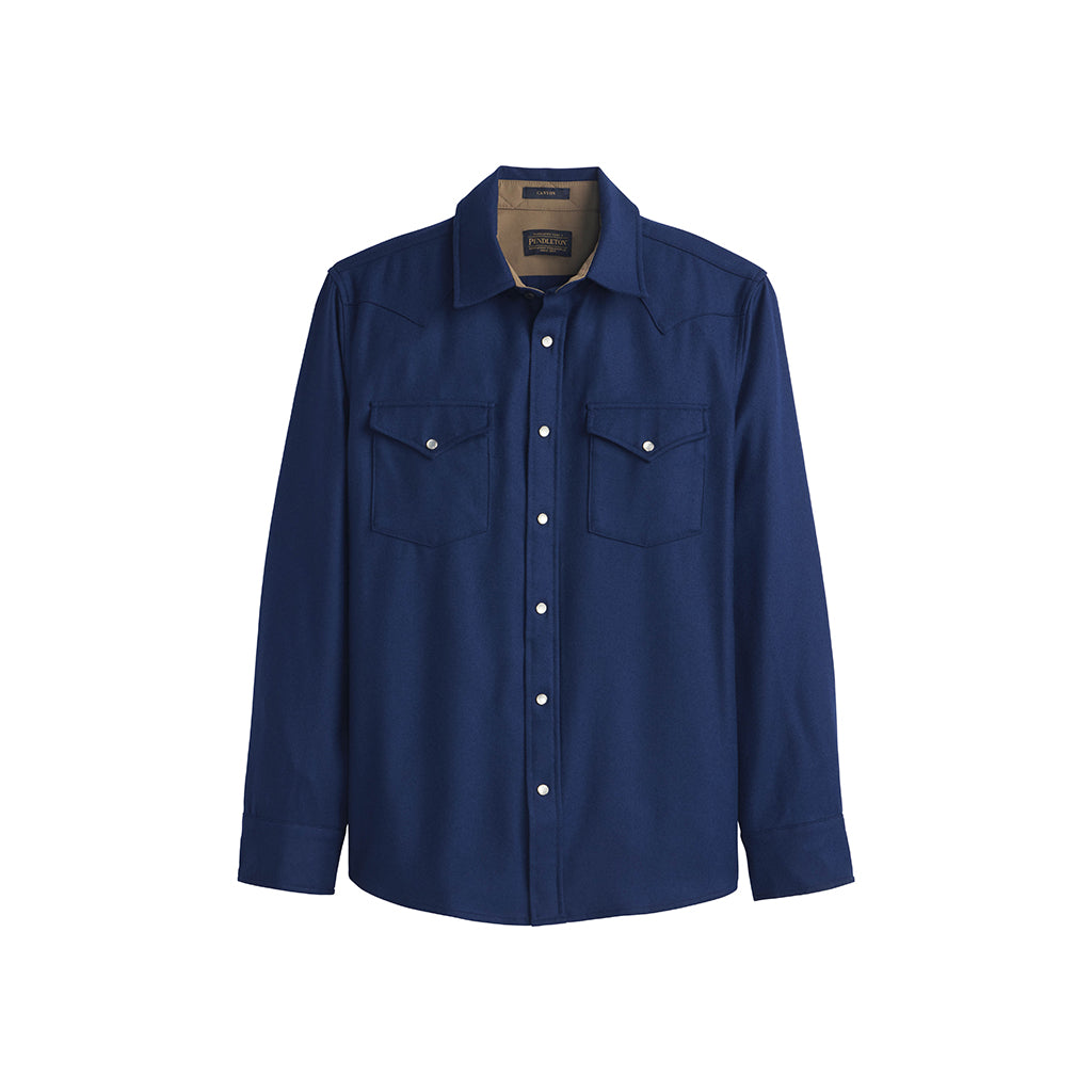 Blue shirt with white buttons on a white background