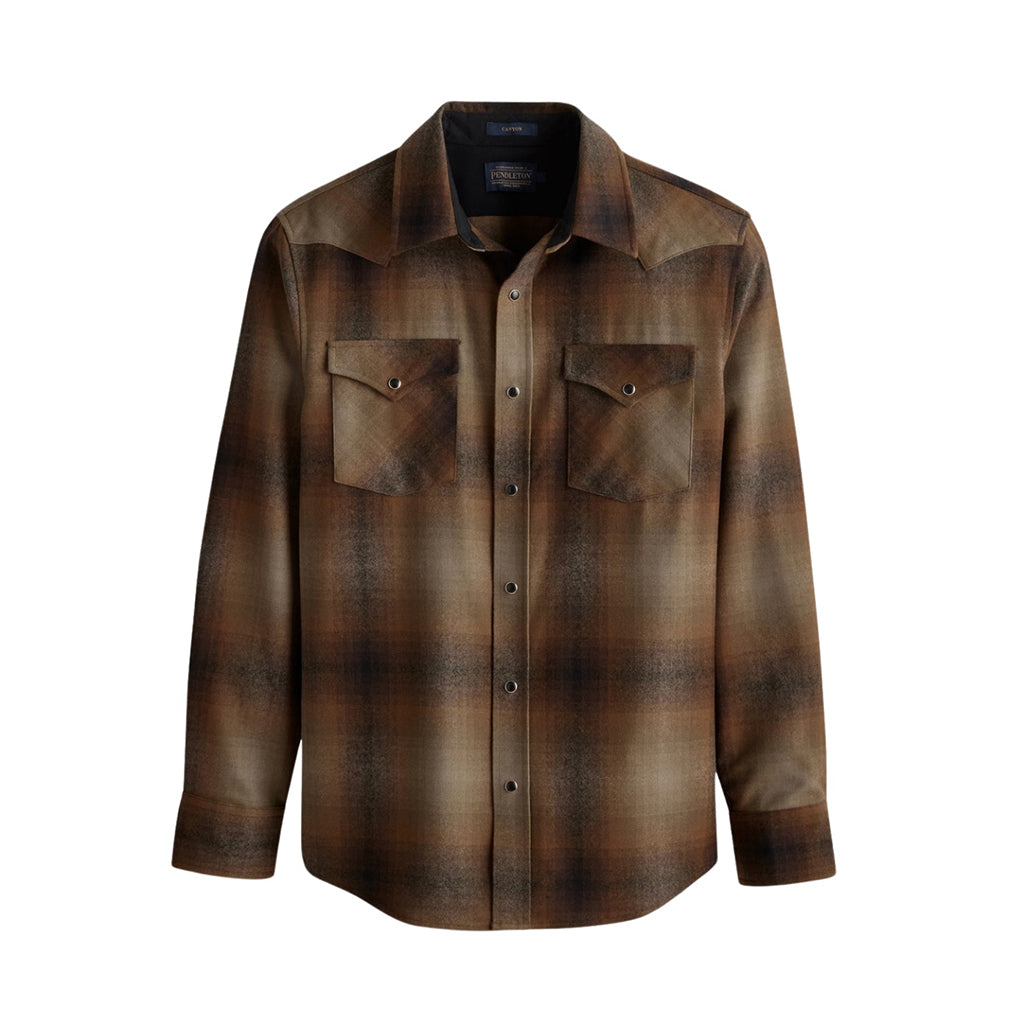 Brown plaid shirt on a white background