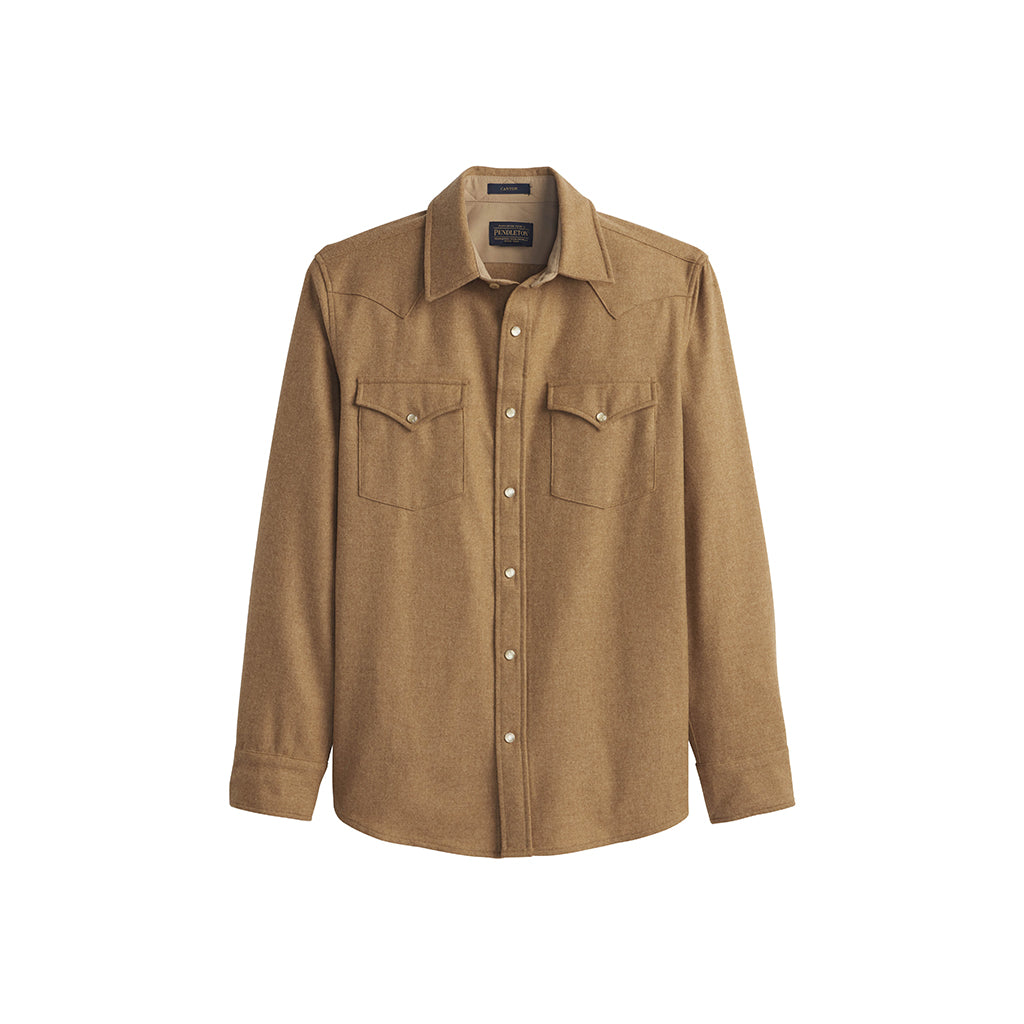Brown shirt with two front pockets on a white background