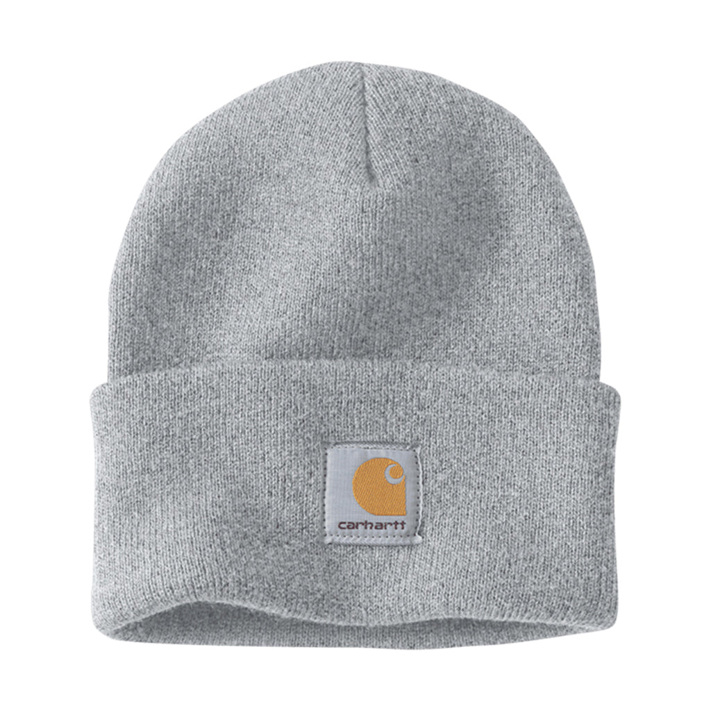 Carhartt Knit Cuffed Beanie Heather Grey on a white background