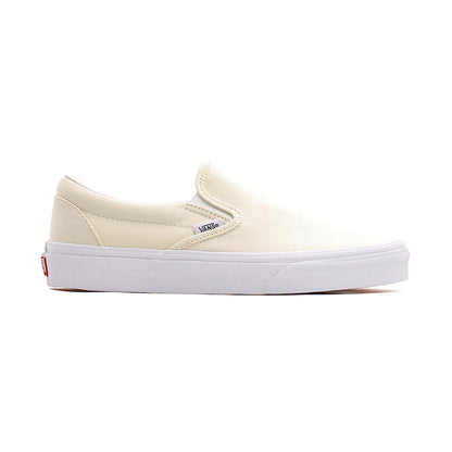 Beige slip-on sneaker with white sole on a white background