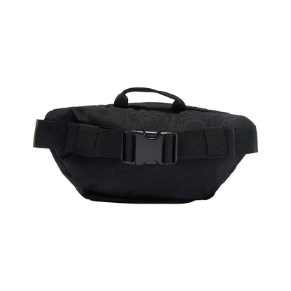 Black waist bag on a white background