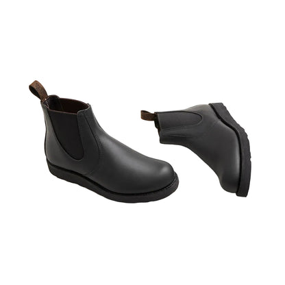 Pair of black boots on a white background