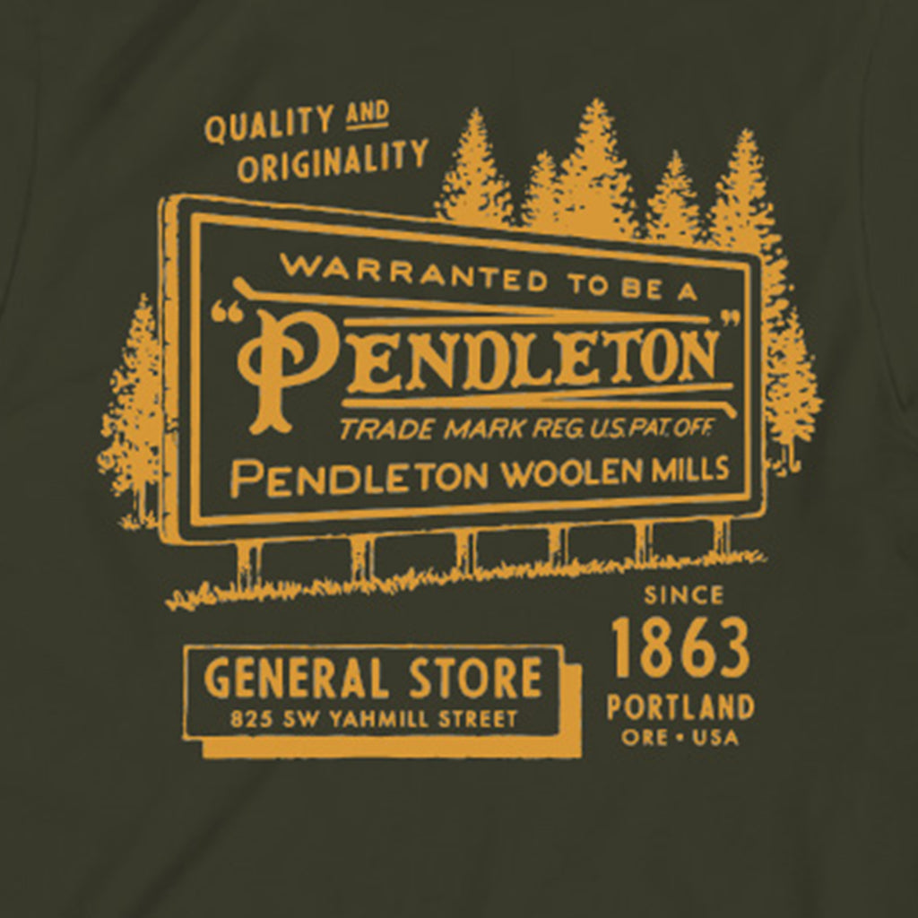Pendleton Woolen Mills logo on a dark background