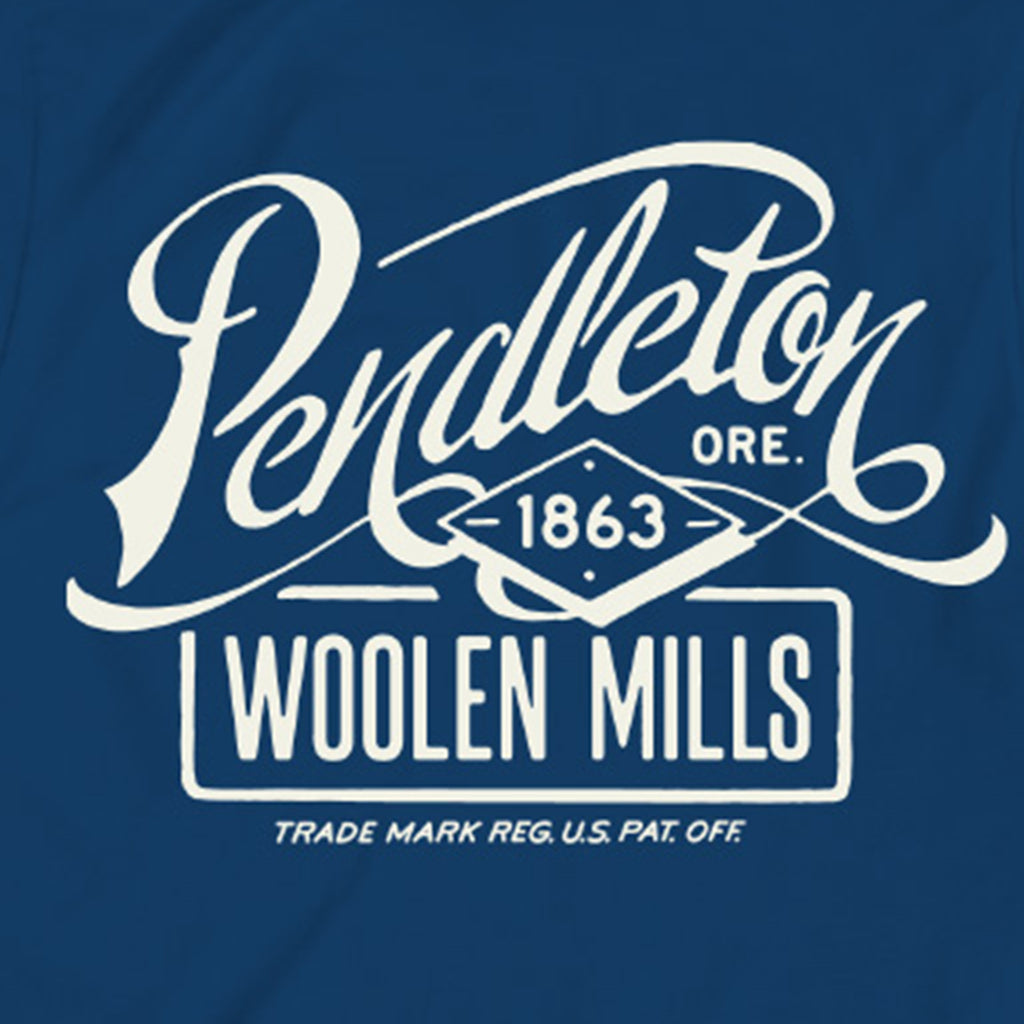 Pendleton Woolen Mills logo on a blue background