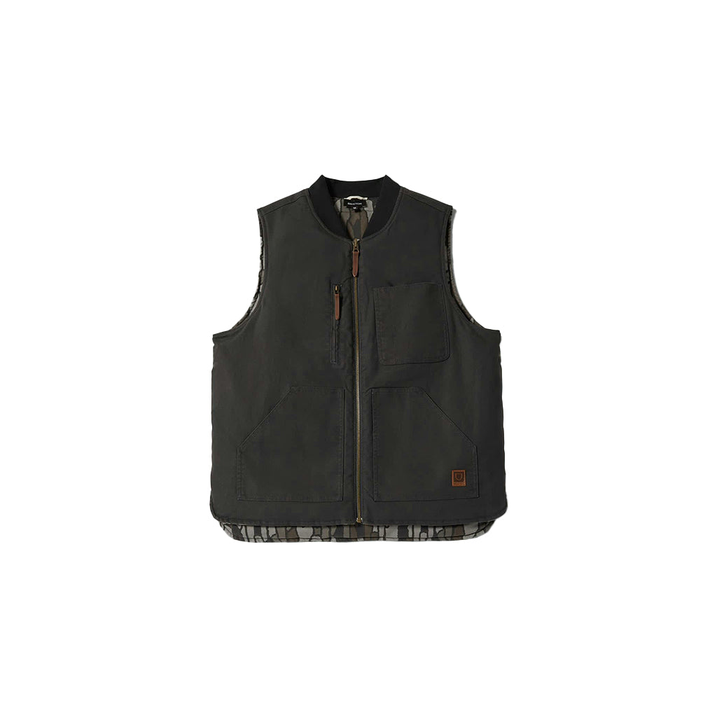 Black vest with a zipper on a white background