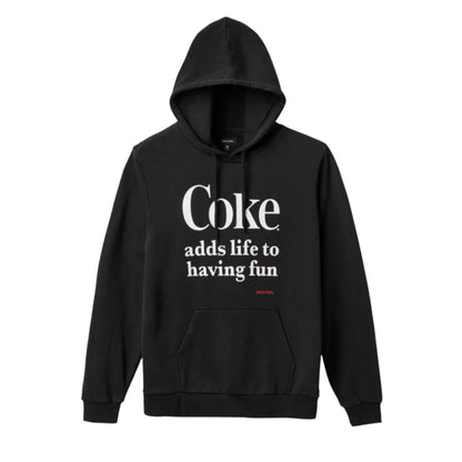 Black hoodie with text on a white background