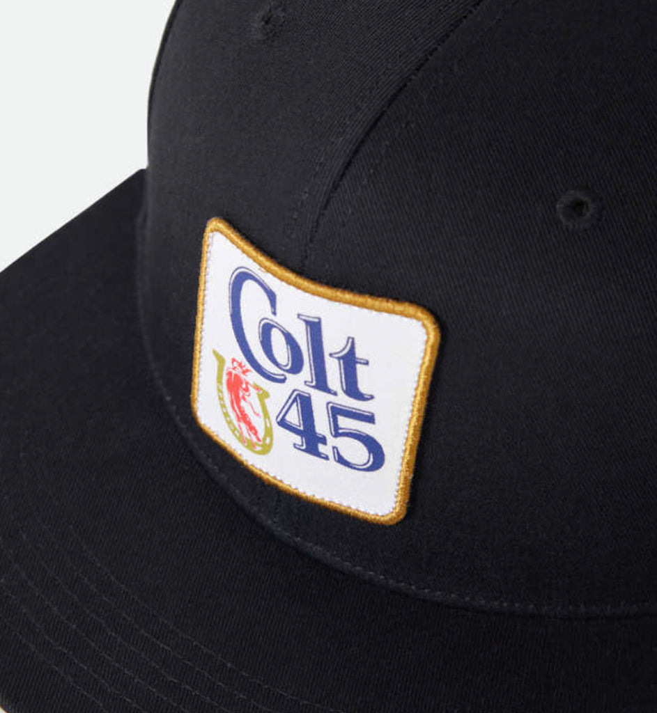 Black cap with a 'Colt 45' logo patch on a white background