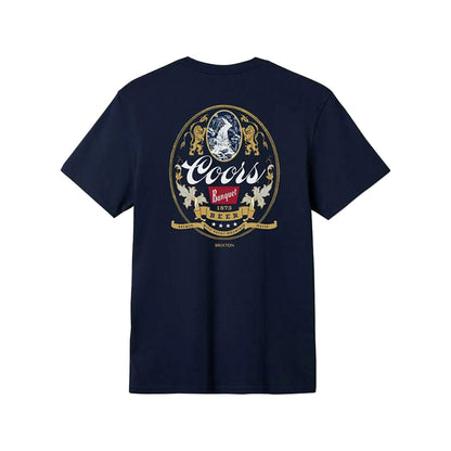 Navy blue t-shirt with Coors beer logo on a white background