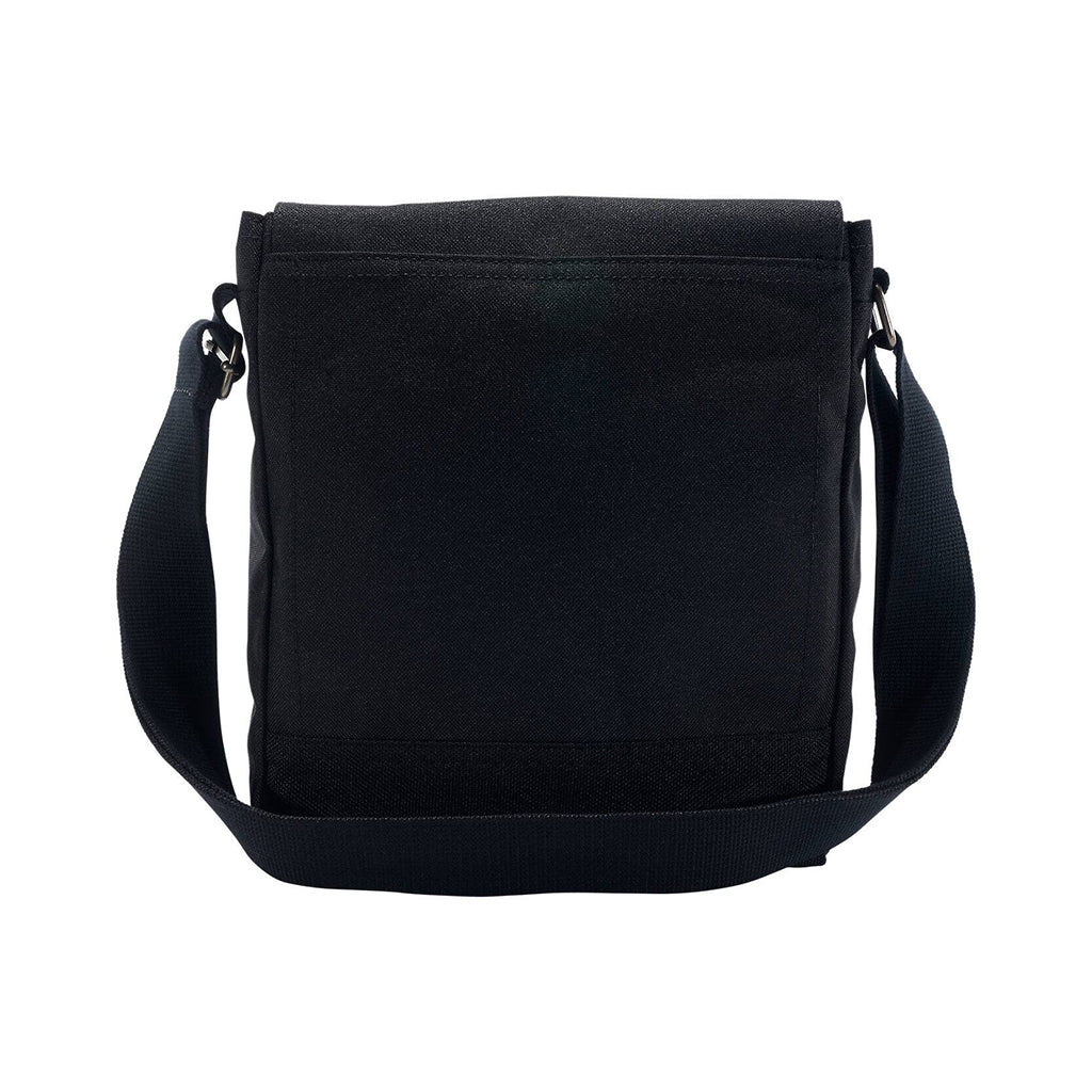 Black shoulder bag on a white background