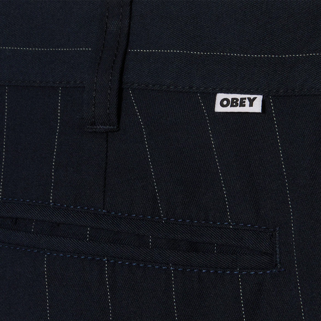 Dean Stripe Pleated Pants Midnight Navy Multi