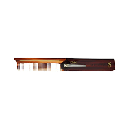 Deluxe Amber Folding Comb on a white background
