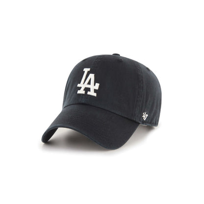 Black cap with white LA logo on a white background