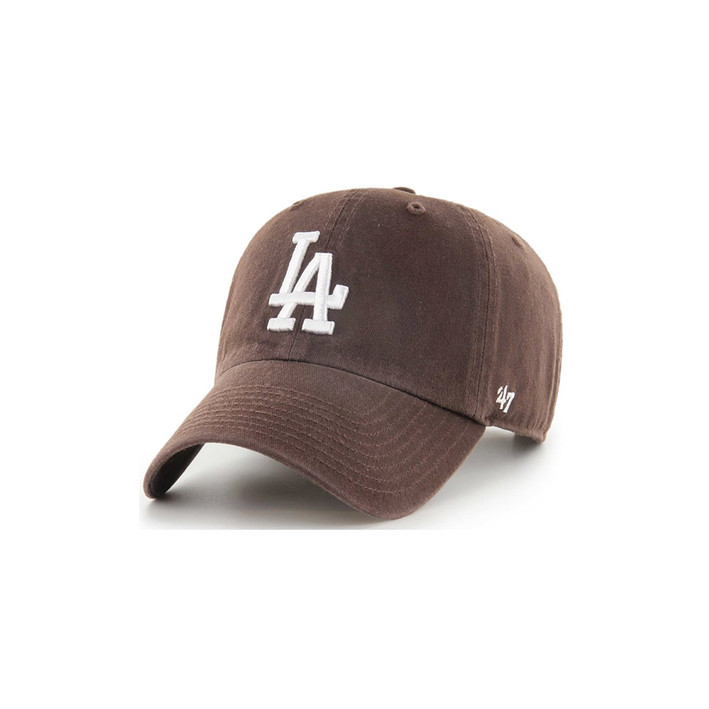 Brown cap with white LA logo on a white background