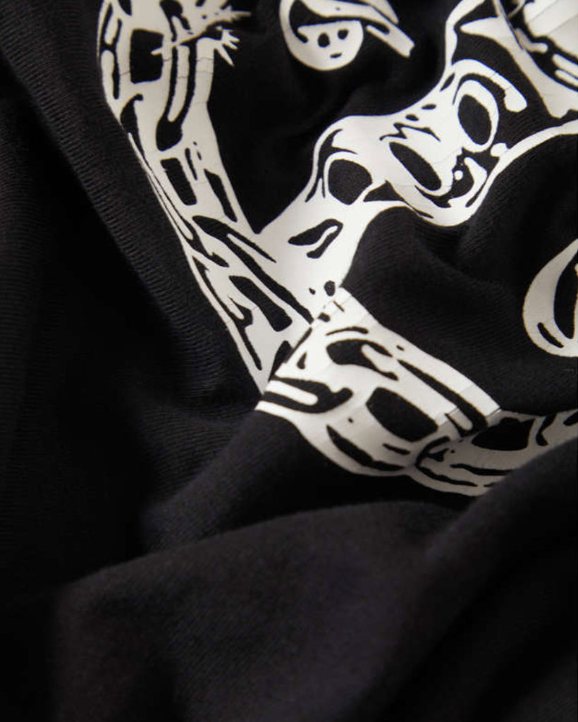 Black hoodie with white geometric pattern