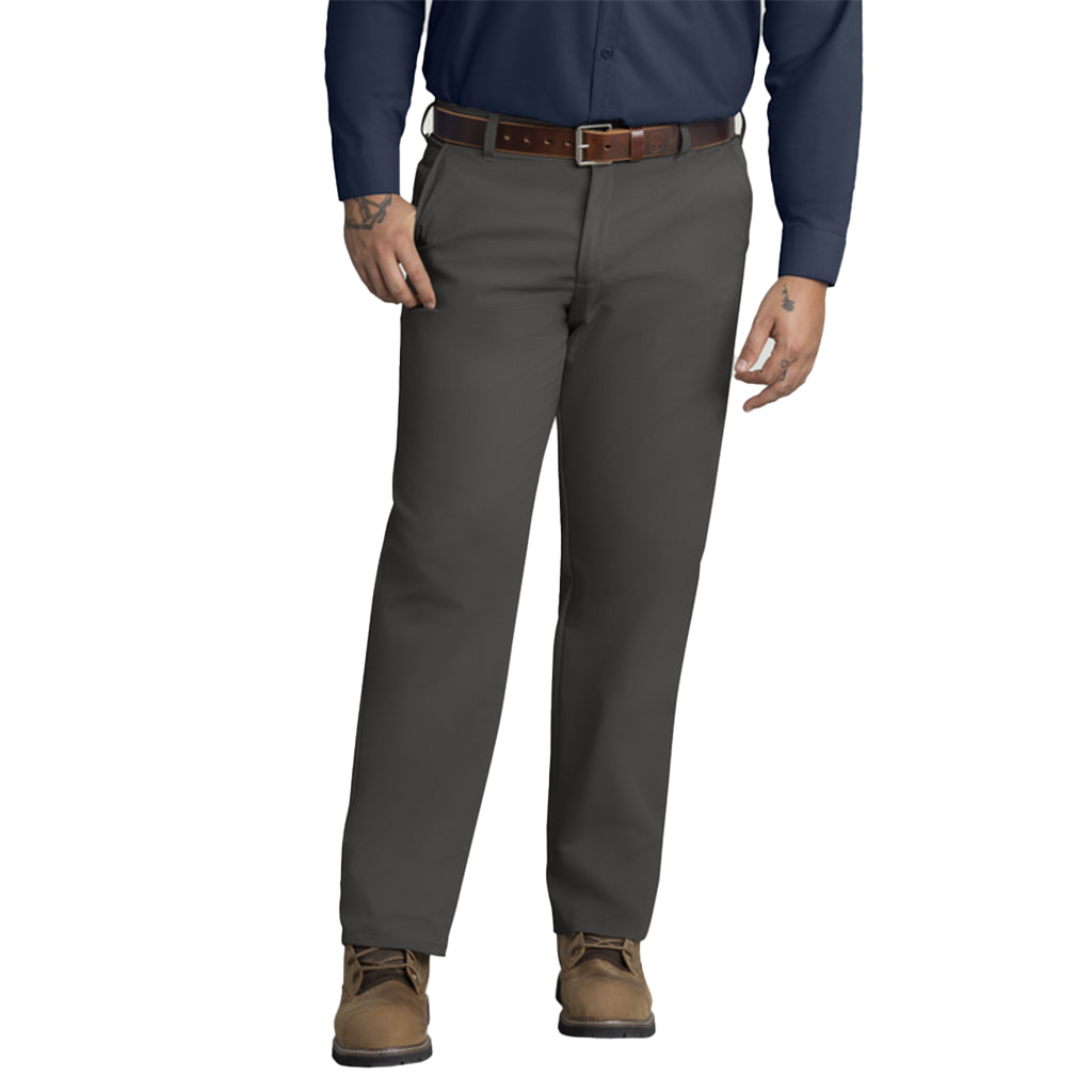 Gray pants worn by a person on a white background