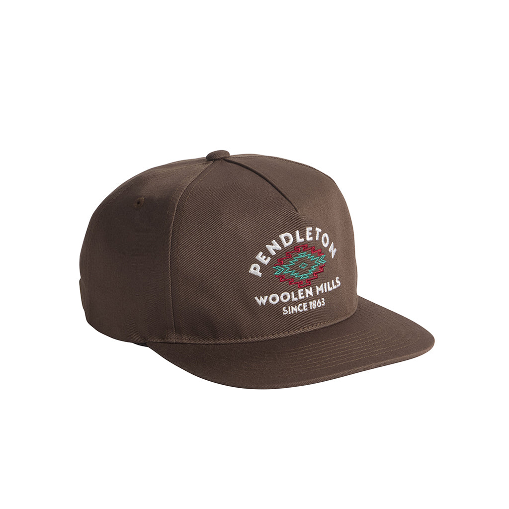 Brown cap with Pendleton Woolen Mills logo on a white background