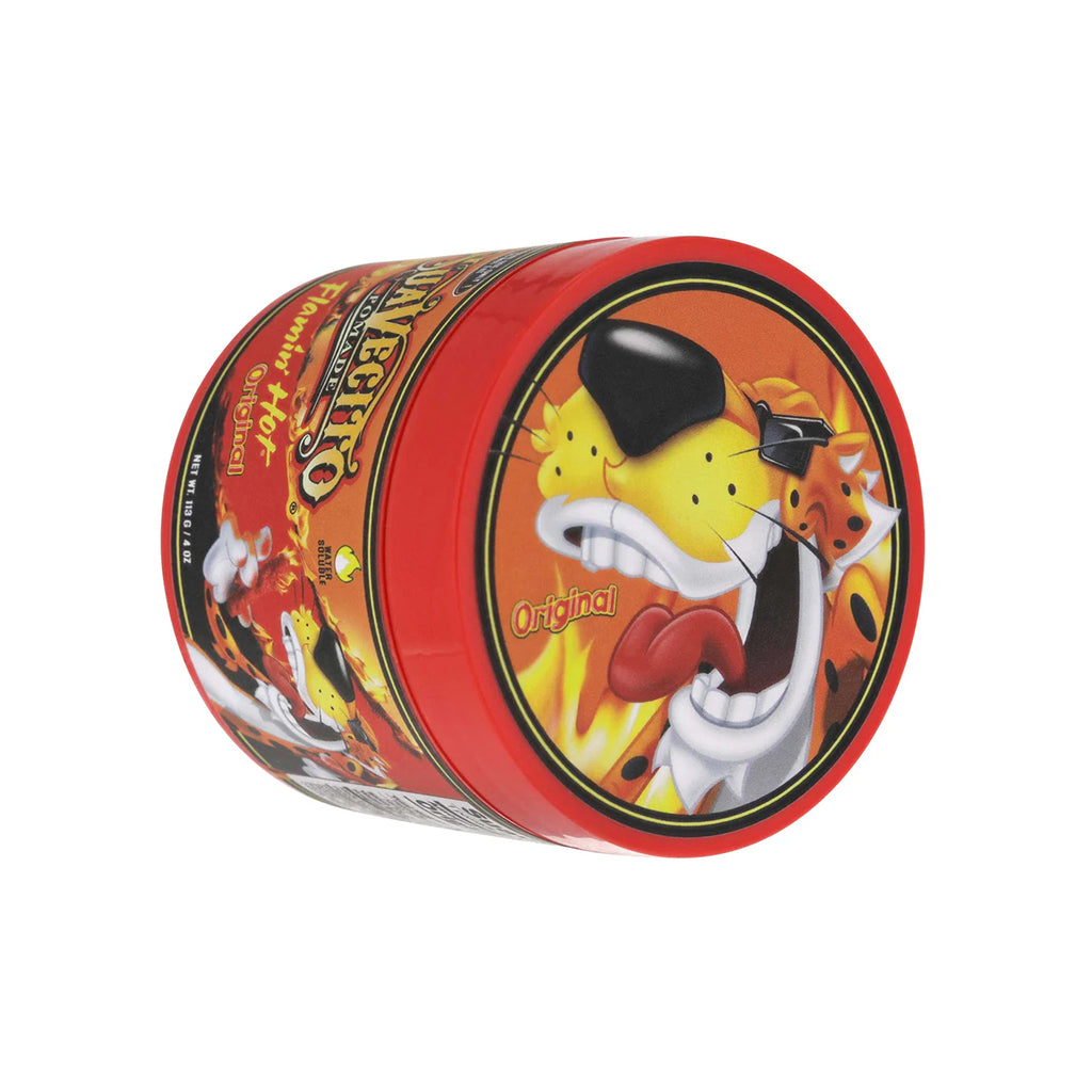 Red container with cartoon character on a white background