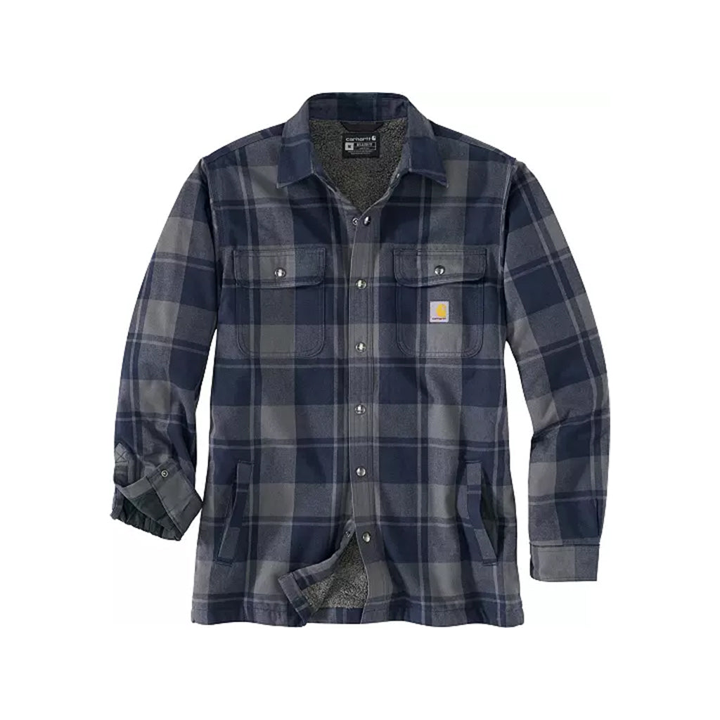 Flannel Sherpa Lined Shirt Jacket Navy