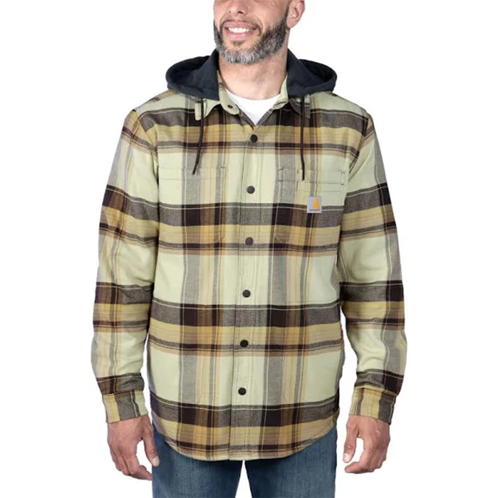 Fleece Lined Hooded Shirt Jacket Dark Brown