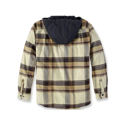 Fleece Lined Hooded Shirt Jacket Dark Brown