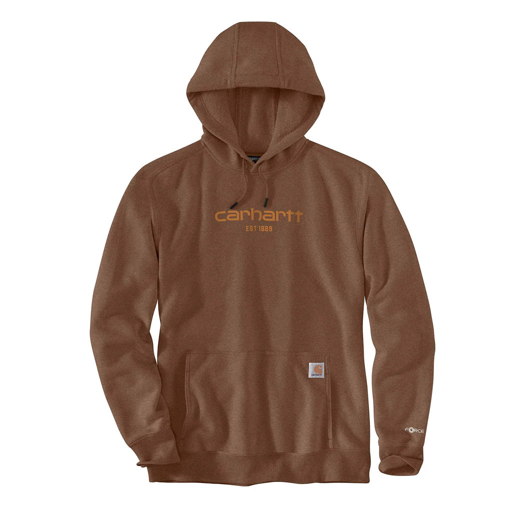 Brown hoodie with Carhartt logo on a white background