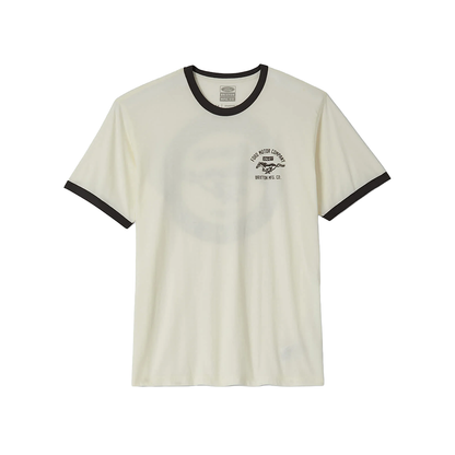 Brixton X Ford white ringer tee on a white background 