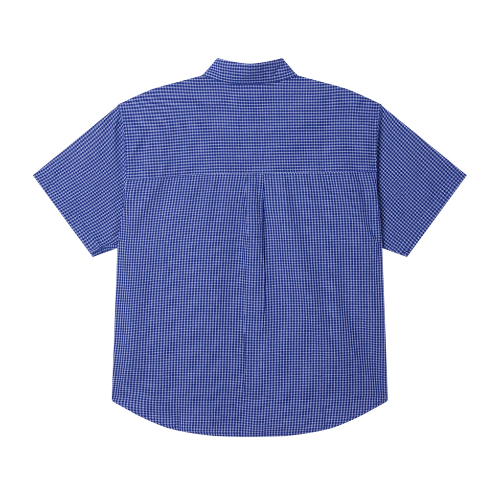 Blue checkered shirt on a white background