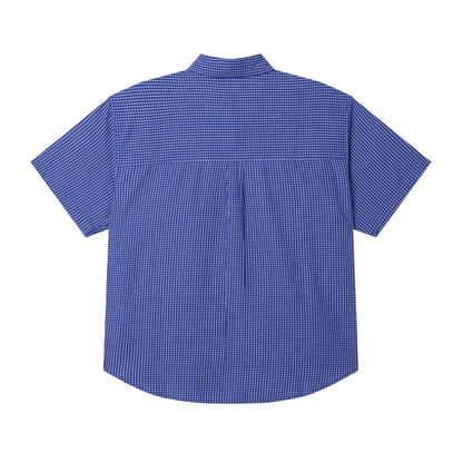 Blue checkered shirt on a white background