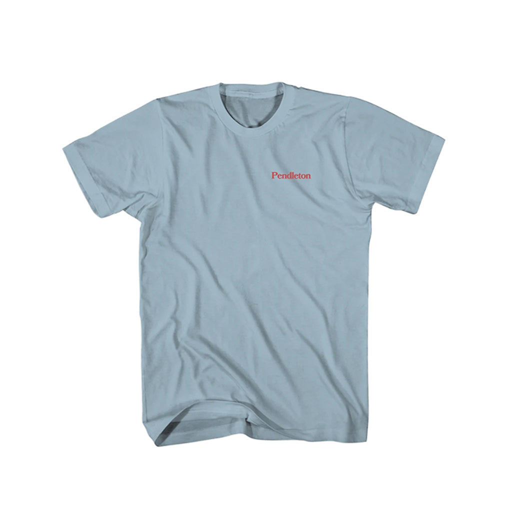 Light blue t-shirt with red 'Pendleton' logo on a white background