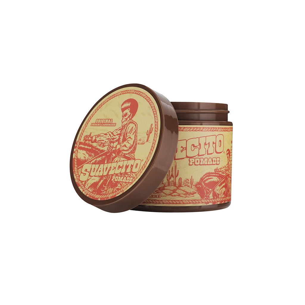 Suavecito pomade jar with lid on a white background