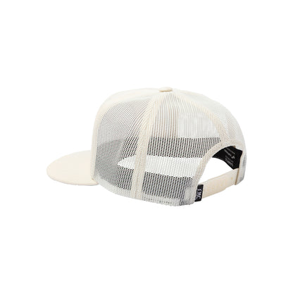 White mesh cap with a white brim on a white background