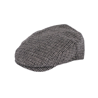 Gray checkered flat cap on a white background