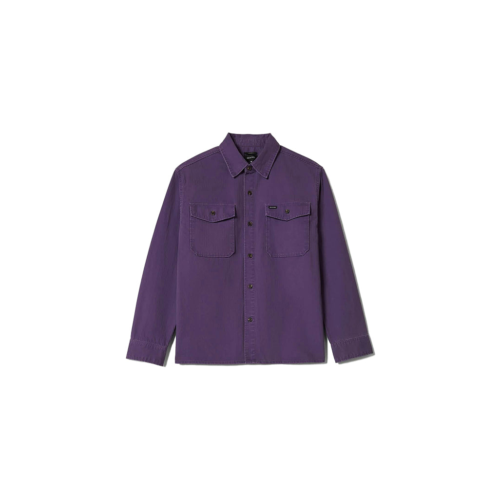 Purple shirt with two front pockets on a white background