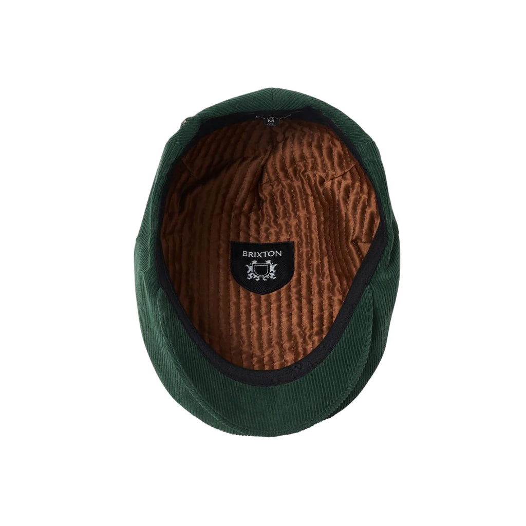Green and brown cap with Brixton logo on a white background