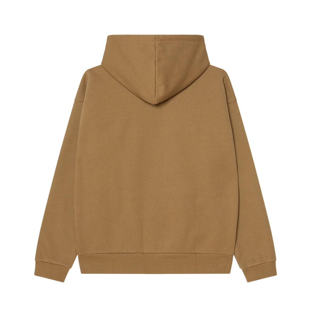 Brown hoodie shown from the back on a white background