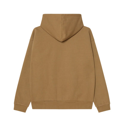 Brown hoodie shown from the back on a white background