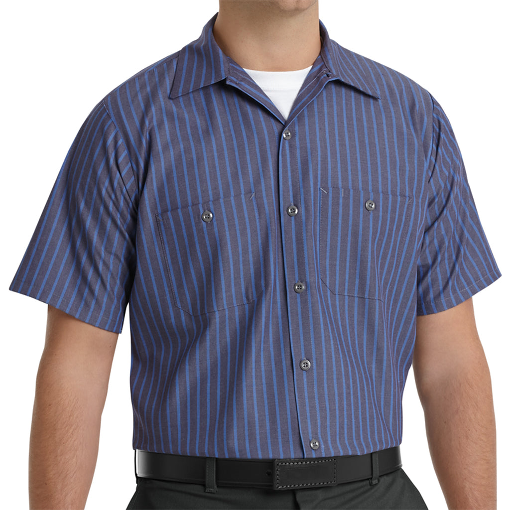 Industrial Work Shirt Blue/Charcoal Stripe