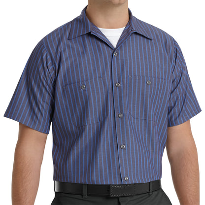 Industrial Work Shirt Blue/Charcoal Stripe