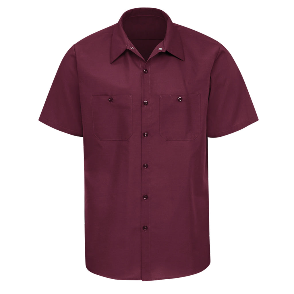 Maroon short-sleeve shirt on a white background