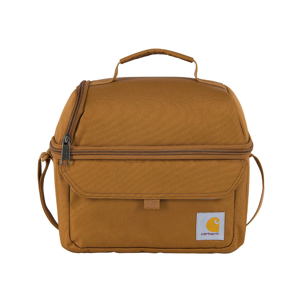 Brown insulated cooler bag with Carhartt logo on a white background