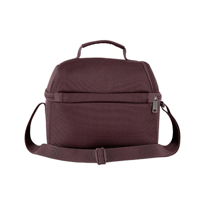 Burgundy bag with a strap on a white background