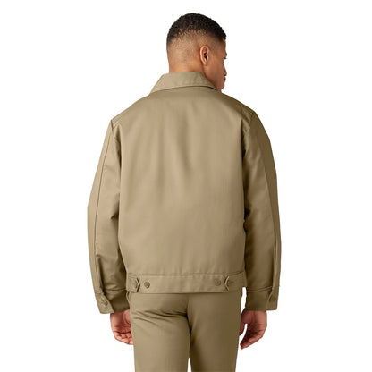 Back of Insulated Eisenhower Jacket Khaki on a white background
