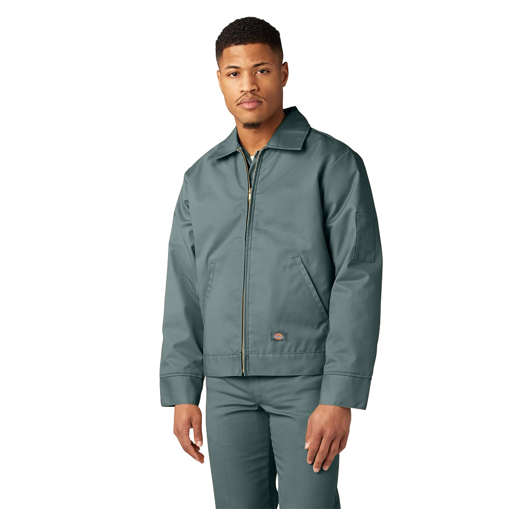 Model wearing the Insulated Eisenhower Jacket Lincoln Green on a white background