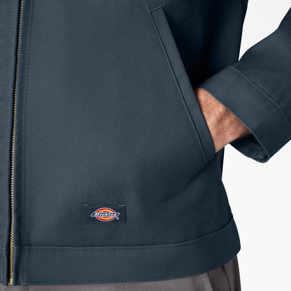 Navy blue jacket with Dickies logo on a white background