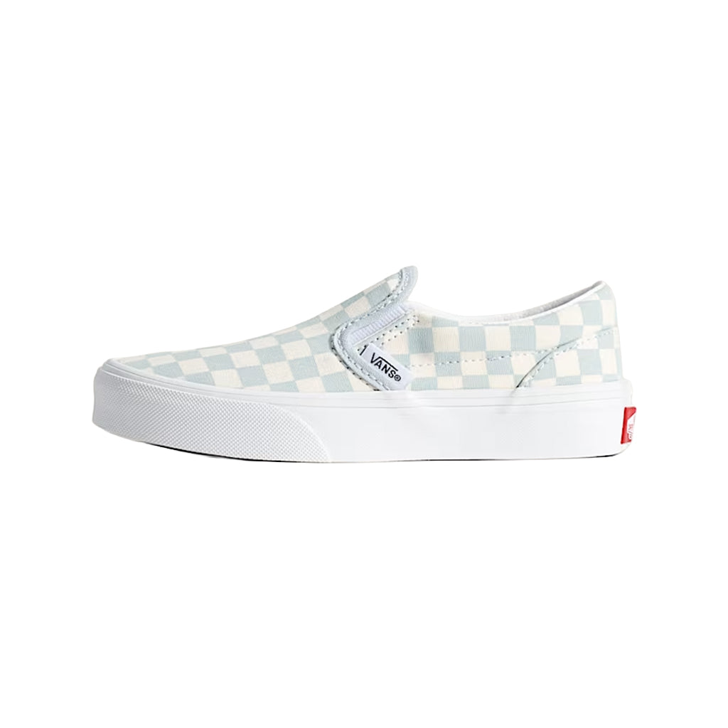 Checkered slip-on sneaker with Vans logo on a white background