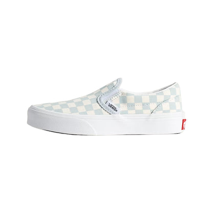 Checkered slip-on sneaker with Vans logo on a white background