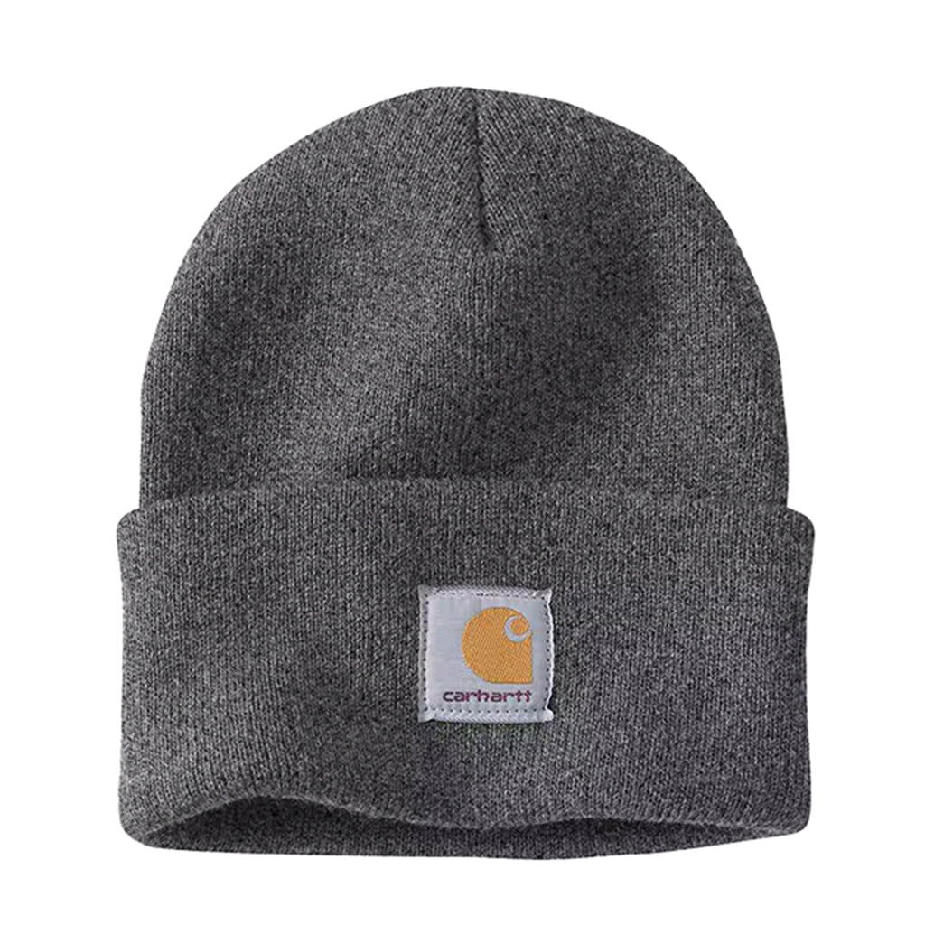 Knit Cuffed Beanie Coal Heather on a white background