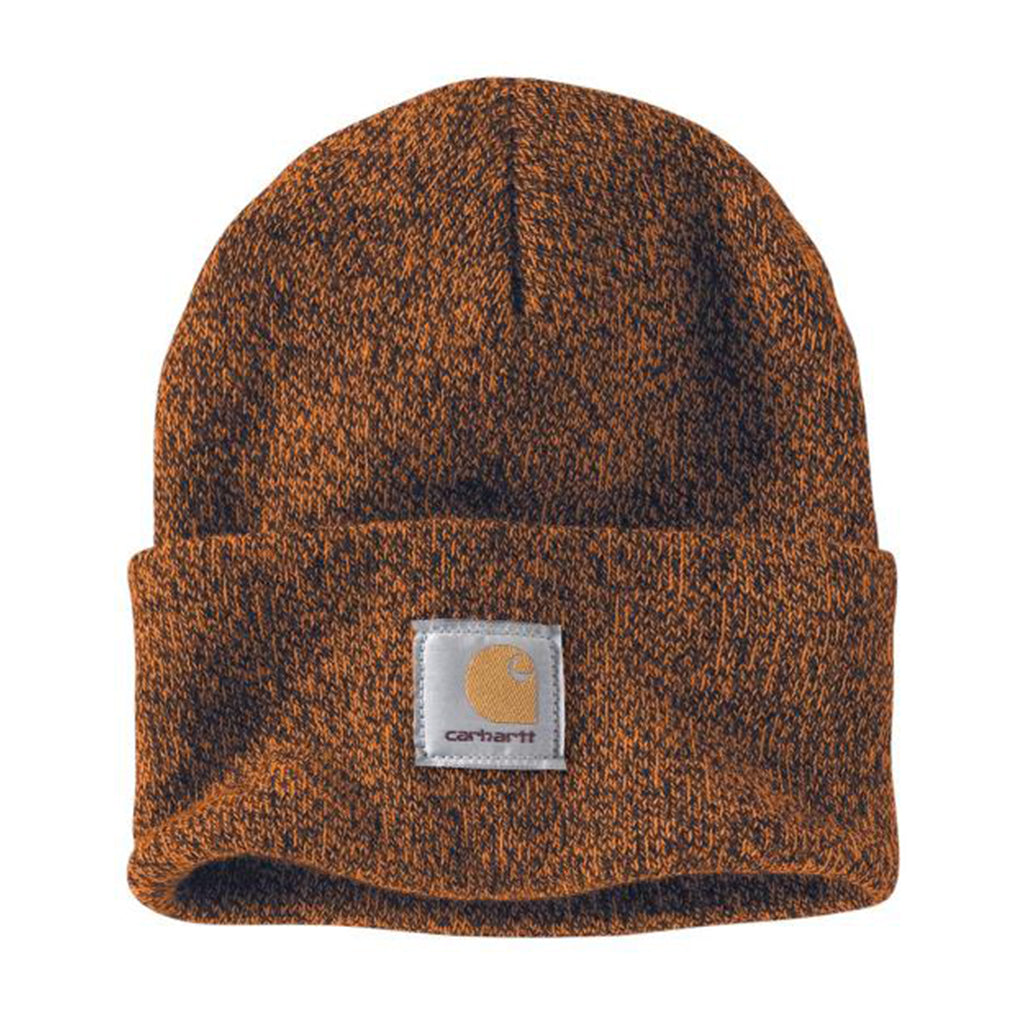 Knit Cuffed Beanie Rust/Coal Marl