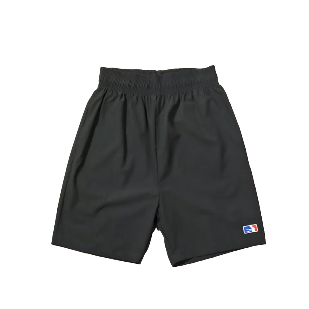 Black shorts with a logo on a white background